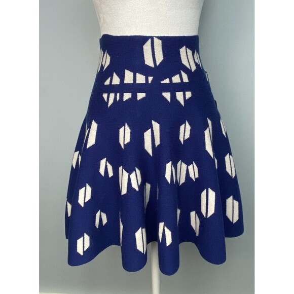 NWT! J.O.A. Sweater Skirt Size Small Blue Wool Blend Stretch Flare Fall Office - Picture 4 of 9